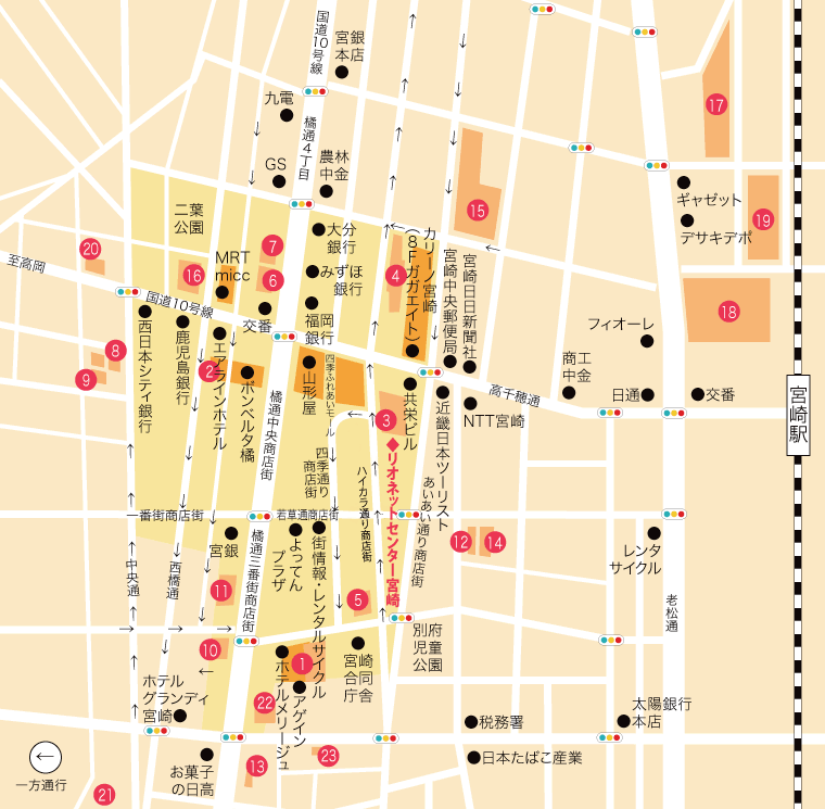 宮崎商店街駐車場地図