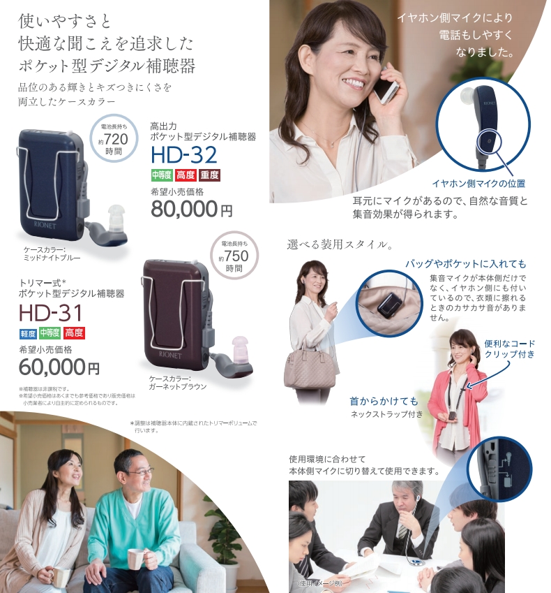 新発売の 値下げ・ポケット型補聴器 ＨＤ３１リオネット - 美容家電